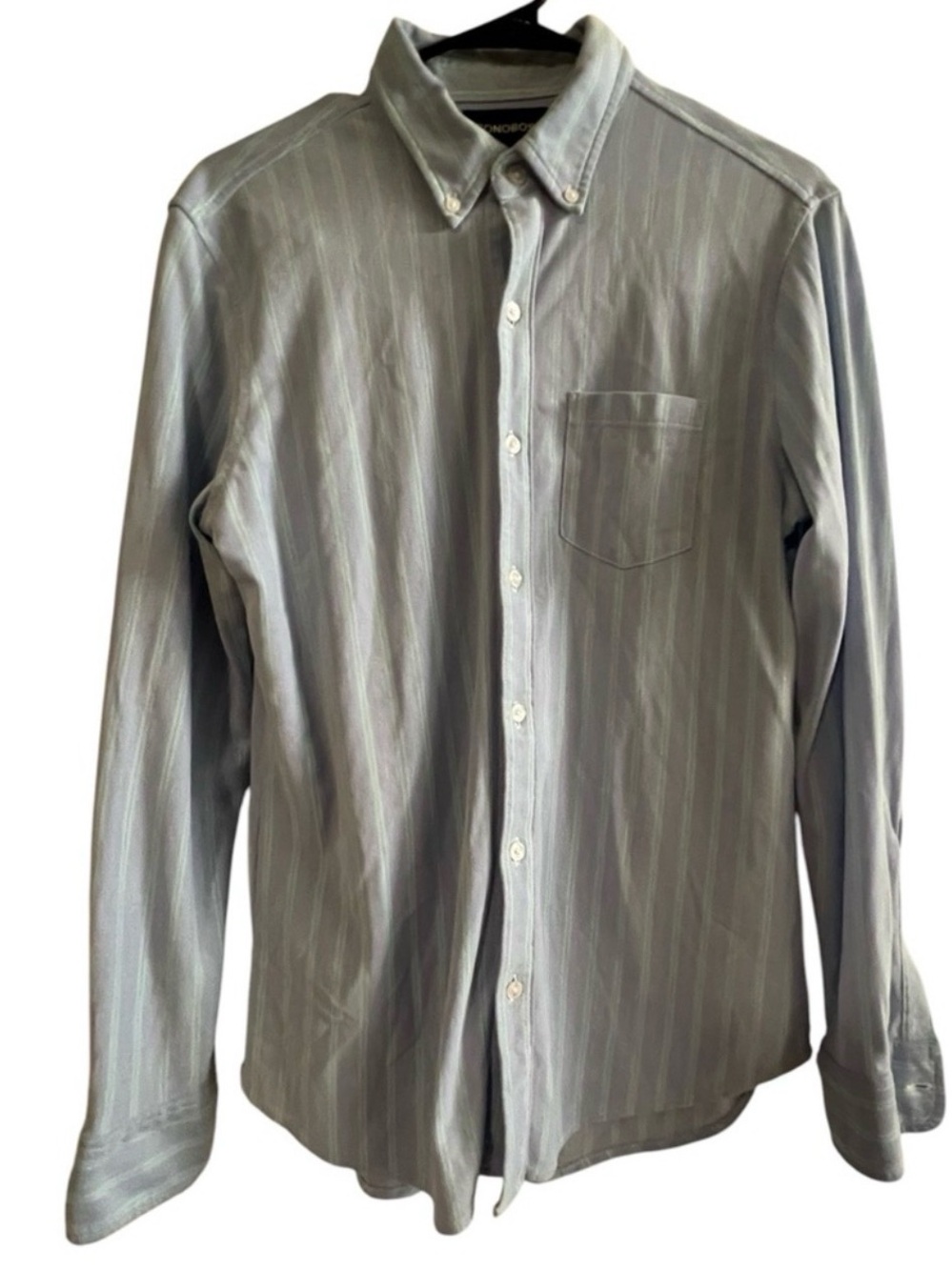 Bonobos Light Blue and Green Pinstripe Button-Down Shirt - Size Small